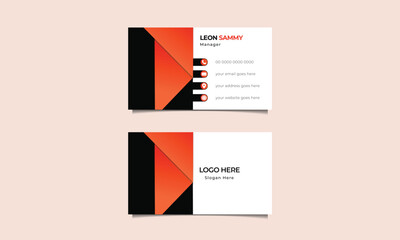 A set of creative business cards. Orange and black combination design template.