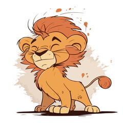 Young cute lion. baby lion. Vector graphics. Illustration for children. Smiling nice animal.
