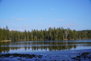 Frozen Étang de la Gruère during Winter