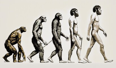 Illustration der Evolution des Menschen. Generativ KI