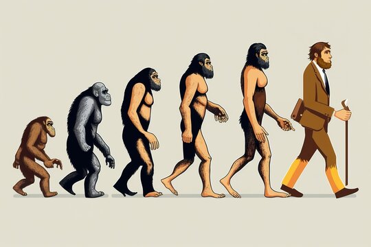 Illustration der Evolution des Menschen. Generativ KI