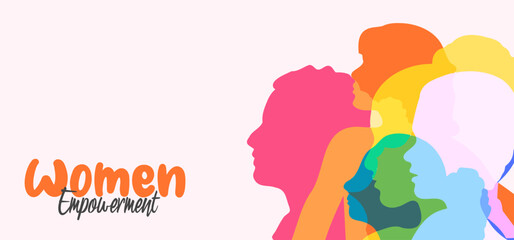 Women Empowerment Background Design With Different Woman Face Silhouette Illustration For Women Day, Women's Equality Day, Mother Day