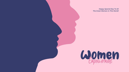 Women Empowerment Background Design With Different Woman Face Silhouette Illustration For Women Day, Women's Equality Day, Mother Day
