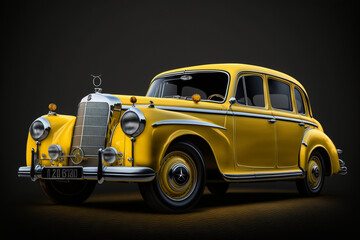 vintage Mercedes car isolated on black background