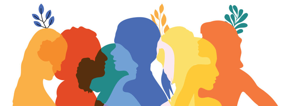 Woman face silhouette cover of background design. Awareness against racial equity anti-racism.