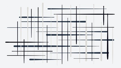 Abstract minimal background, monochrome contemporary art, crossing lines, black and white, contrast, color accent, tubes, industrial theme, change direction, transprent, copy space, white canvas