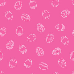 Seamless pattern of Easter eggs outline on pink background