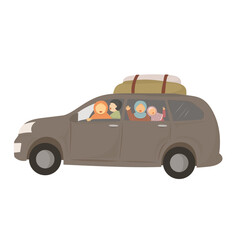 family traveling with car