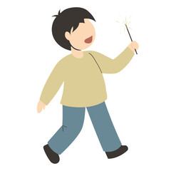 child playing with a fireworks