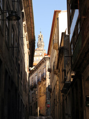 View over Clérigos through the streets of Porto, Portugal