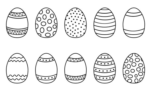 Set of Easter eggs outline