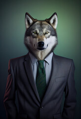 Wolf in business suit, Generative AI