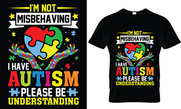 Typography calligraphy style Autism Awareness Day T-Shirt Design Template, Illustration, Vector graphics, svg, , Autism awareness puzzle print template, world autism day shirt, autism awareness puzzle