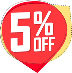 Sale 5% off, discount bubble banner. PNG illustration