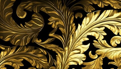 Golden leafs background wallpaper illustration created using generative AI.