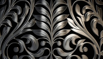 Silver leafs background wallpaper illustration created using generative AI.