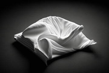 Twisted White Satin Sheet on Black Backdrop - Generative Art