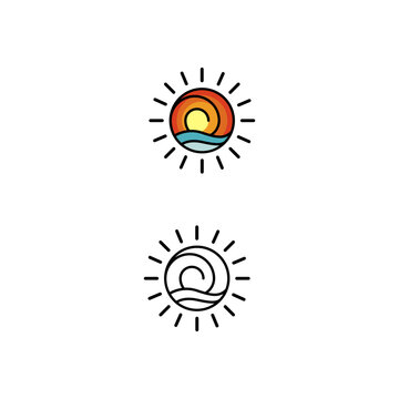 sun, sea illustration design vector file