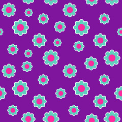 Y2K floral pattern. Funny funky retro flowers background