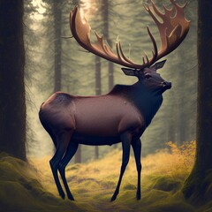 Elk in the wood - generative ai