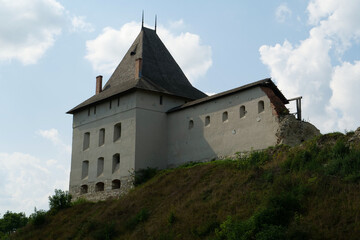 Fototapeta premium Old castle from 14th century in Halych - city on Dniester River, Ukraine