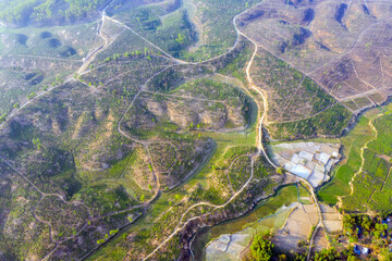 areal view of plantation in drought