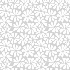 Groovy daisy flower seamless pattern. Cute hand drawn floral background.