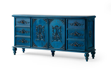 wooden console on white background . corner view