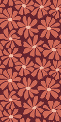 Groovy daisy flower seamless pattern. Cute hand drawn floral background.