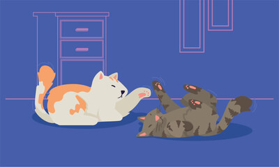 two cats lying mascots