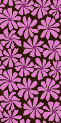 Groovy daisy flower seamless pattern. Cute hand drawn floral background.