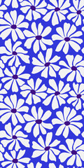 Groovy daisy flower seamless pattern. Cute hand drawn floral background.