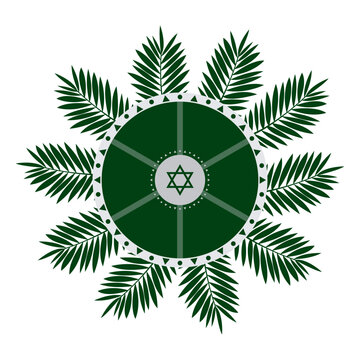 green circle star of david palm leaves clip art preview
