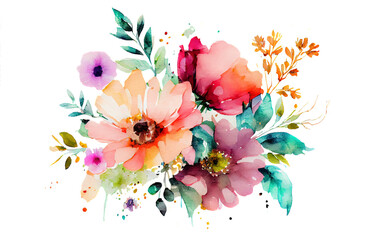 Watercolor illustration of flowers - obrazy, fototapety, plakaty