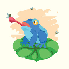 blue frog amphibian eating