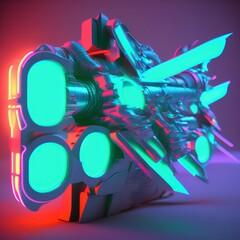 Neon 3D image of million blade - generative ai