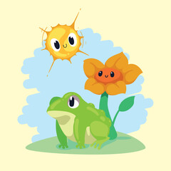 toad and flower with sun