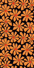 Groovy daisy flower seamless pattern. Cute hand drawn floral background.