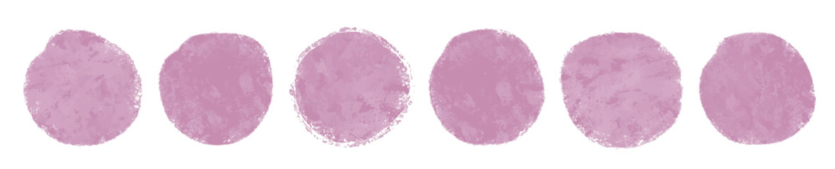 Obraz na płótnie Canvas Pink,peach circle brush stroke and sptamp vector set. Grunge round shapes design art elements vector