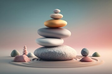zen stones on the sand made by generative ai