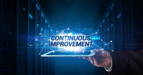 Person holding tablet, technology concept