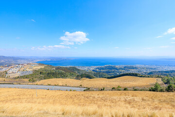 Fototapeta premium 冬の十文字原展望台から見た景色 大分県別府市 View from Jumonjibaru Observatory in winter. Ooita Pref, Beppu City. 