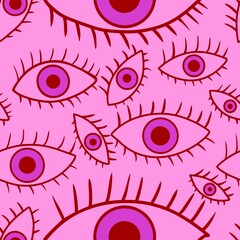 Cartoon doodle ethnic seamless eyes pattern for wrapping paper and fabrics and linens and kids clothes print