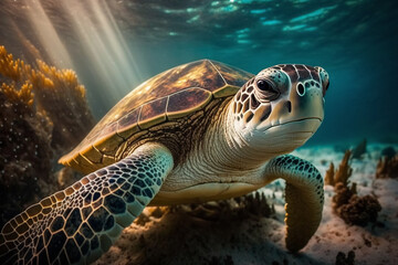 Naklejka na ściany i meble Illustration of a sea turtle