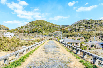 Fototapeta na wymiar 冬の赤松橋　大分県日出町　Akamatsu Bridge in winter. Ooita Pref, Hiji town.