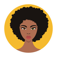 African American women icon. Afro hairstyle. Vector illustration
