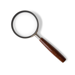 Magnifying glass lens classic vintage retro style, isolated on a transparent background, PNG. High...