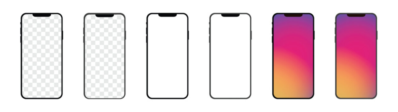 Smartphone mockup with blank white and gradient. Realistic mobile phone mockup. Vector illustration