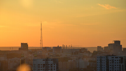 sunset over the city Ufa