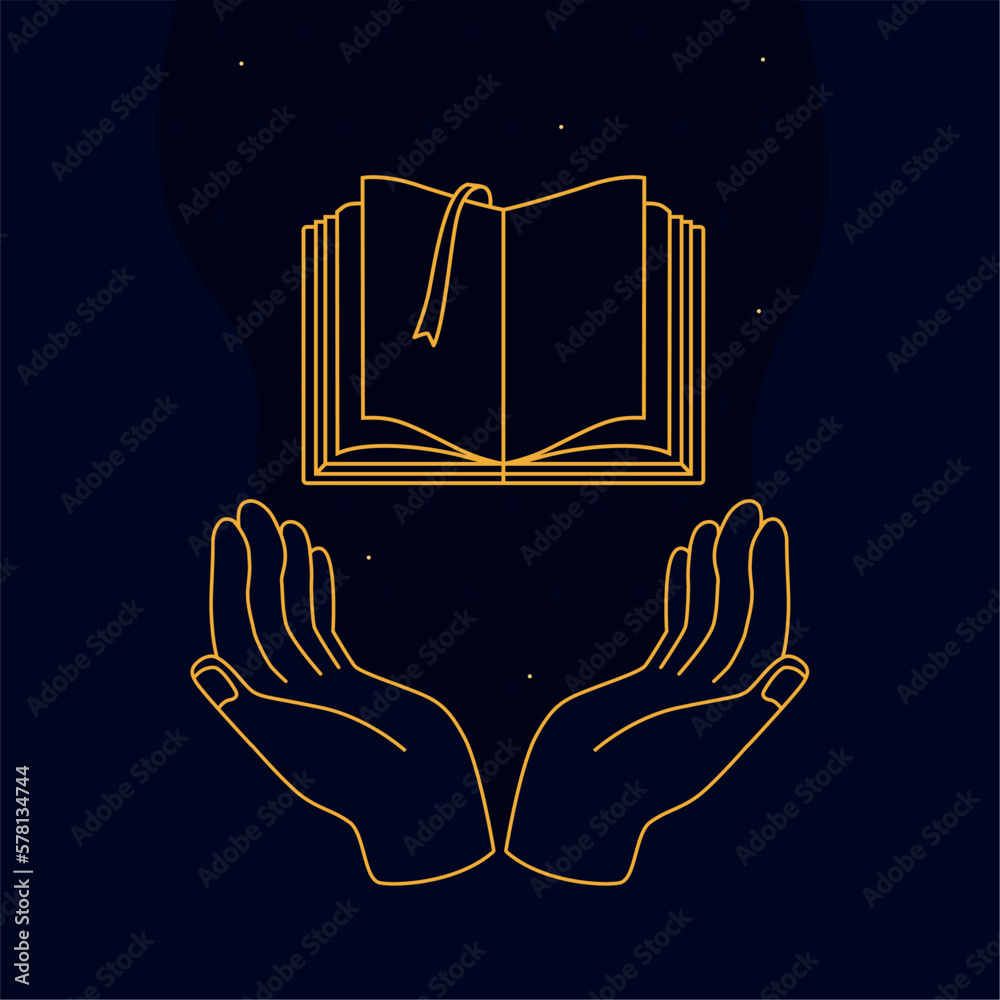 Sticker hands with koran sacred book